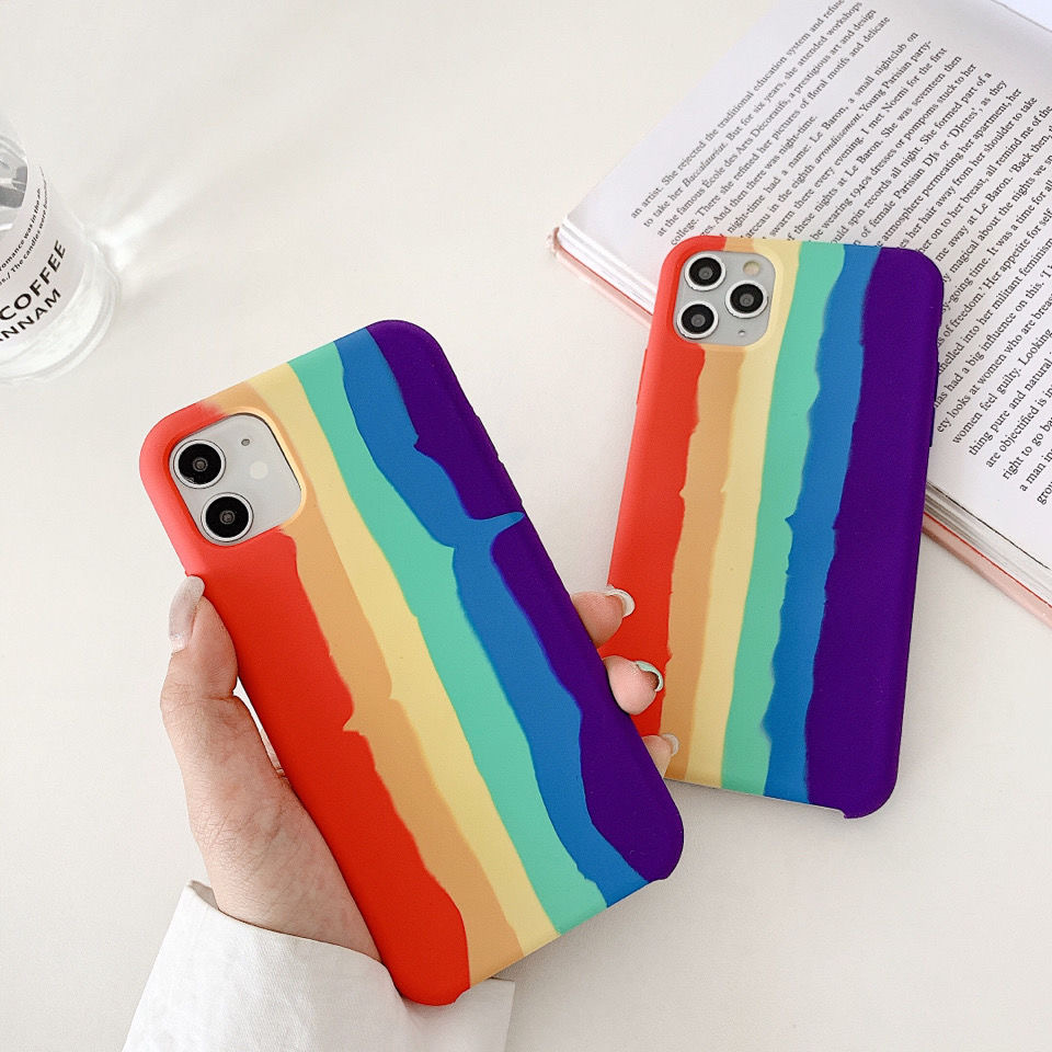 Rainbow Ốp lưng iphone X XS MAX XR SE 7 Plus 8Plus Soft Silicone Case Apple Airpods Pro 1/2/3 iPhone 11 Pro Max Shockproof Phone Full Cover