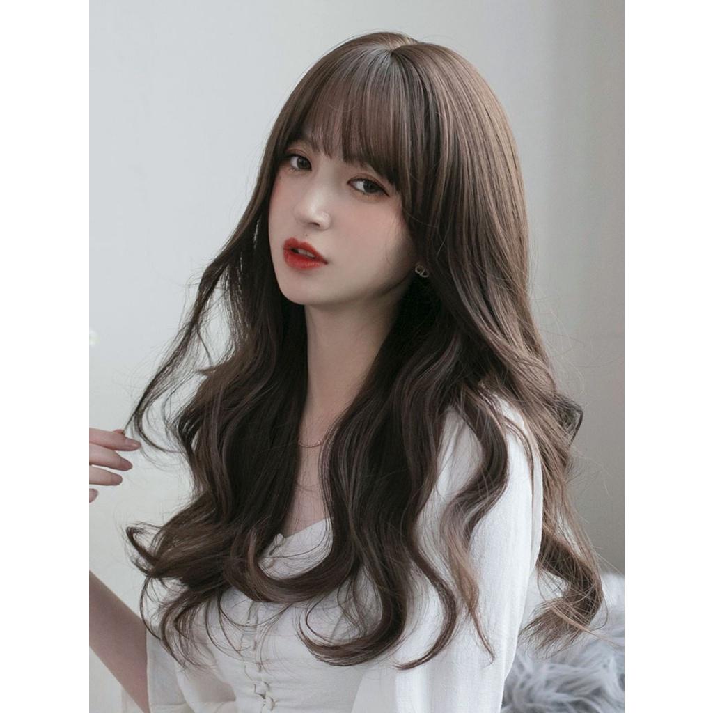 Tóc giả nguyên đầu xoăn dài quá lưng mái bằng 50cm MS8818 Qiqishop