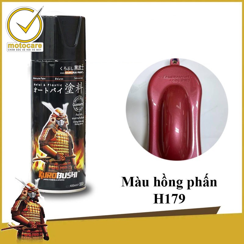 Chai Sơn xit Samurai H179 màu hồng phấn Honda _Powder Pink màu bền, đẹp