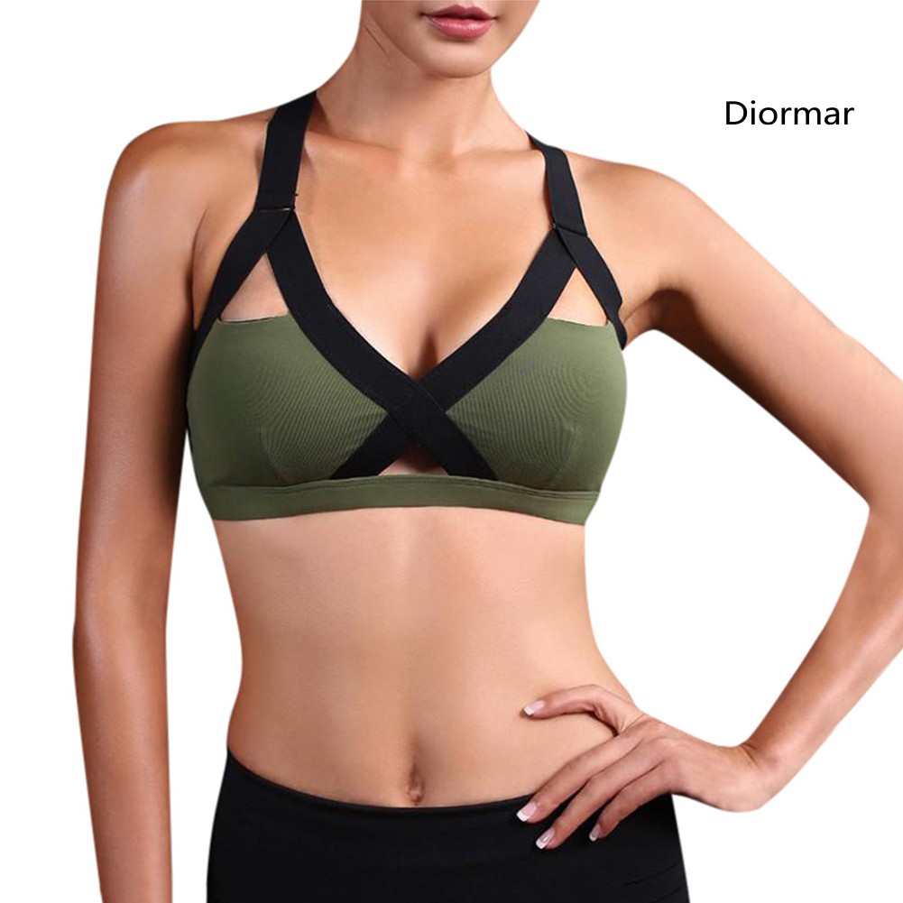 Áo Ngực Thể Thao Nữ Dây Chéo Có Đệm Màu