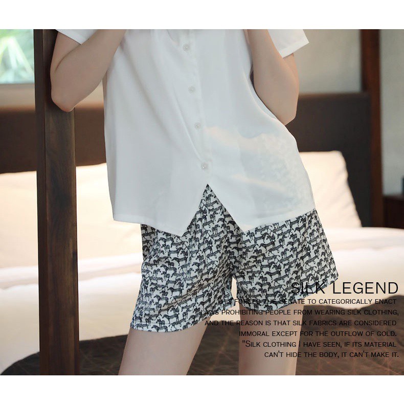 Set đồ ngủ cổ chữ V phối họa tiết da báo/ngựa vằn thời trang mùa hè dành cho nữ