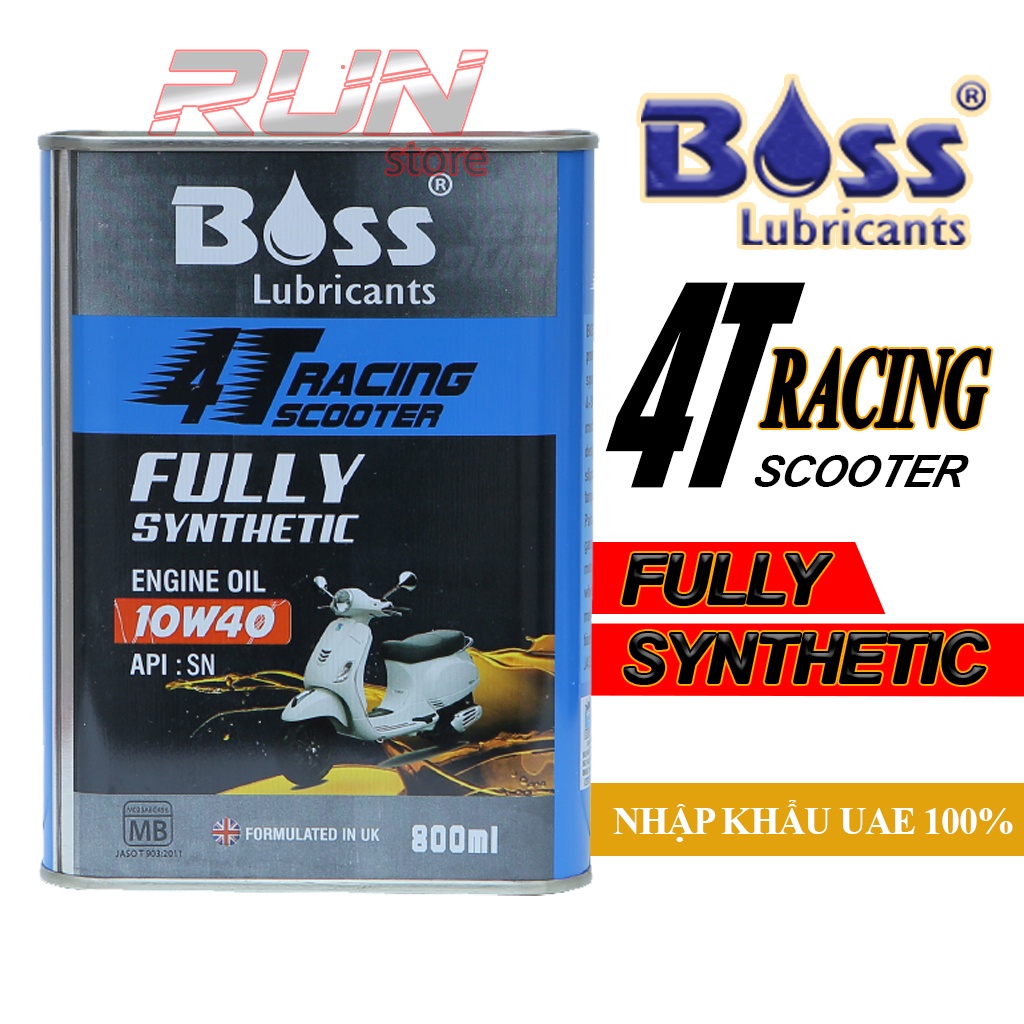 Nhớt TỔNG HỢP XE TAY GA BOSS RACING Scooter 4T 10W40 Fully Synthetic 800ml - nhớt xe tay ga