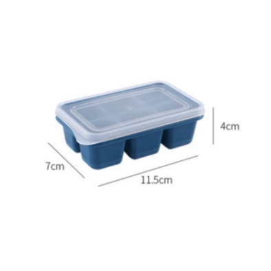 Khay Làm Đá Silicone Viên 6 Ngăn Có Nắp Đậy Tiện Dụng