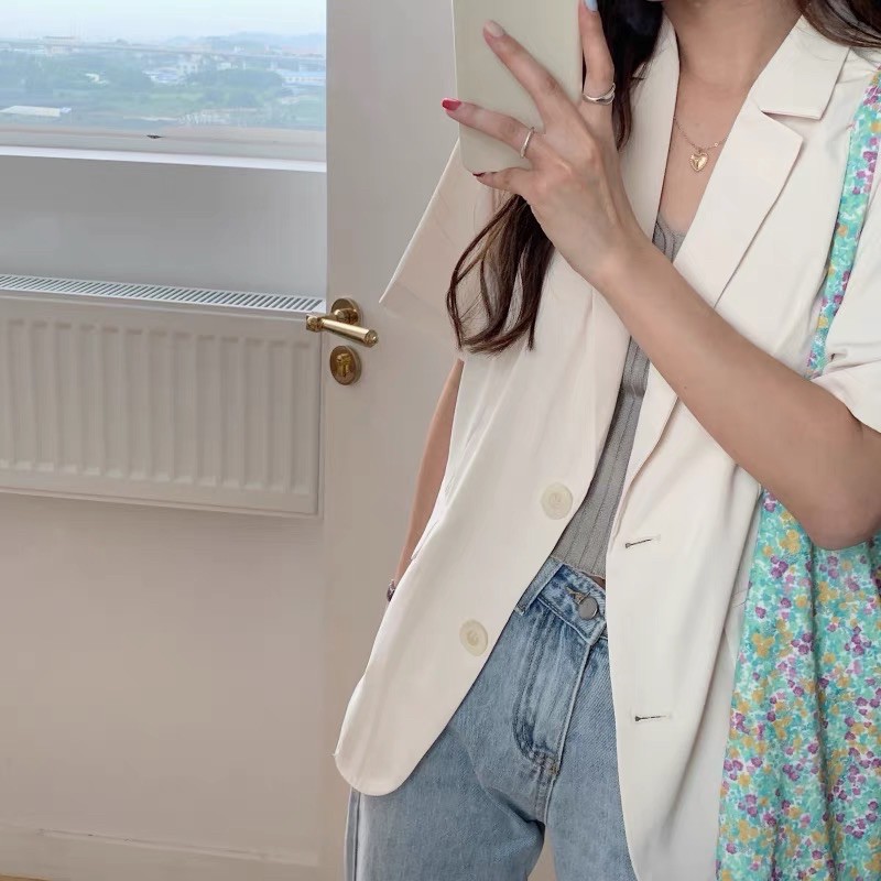Vest - Blazer tay cộc nhiều màu có túi thật