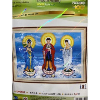 Tranh thêu Chữ thập Tam Thế Phật   Dream valley mẫu mới  DV6503 (85*60) chưa thêu