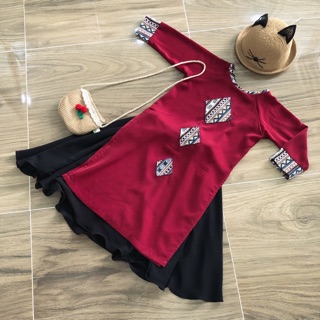 Set áo dài váy đụp bé gái