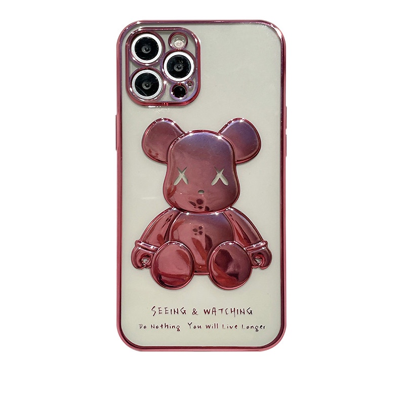 Ốp lưng in nổi hình gấu Bearbrick 3D cho iPhone 8 Plus, 7Plus, Xsmax, 11Promax, 12Promax, 13Promax
