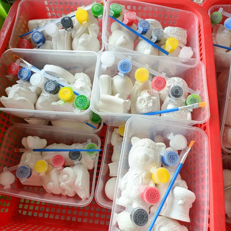 Bộ 3 tượng thạch cao cho bé tặng kèm màu nước và cọ vẽ - bộ tô tượng thạch cao Siêu Thị Happy