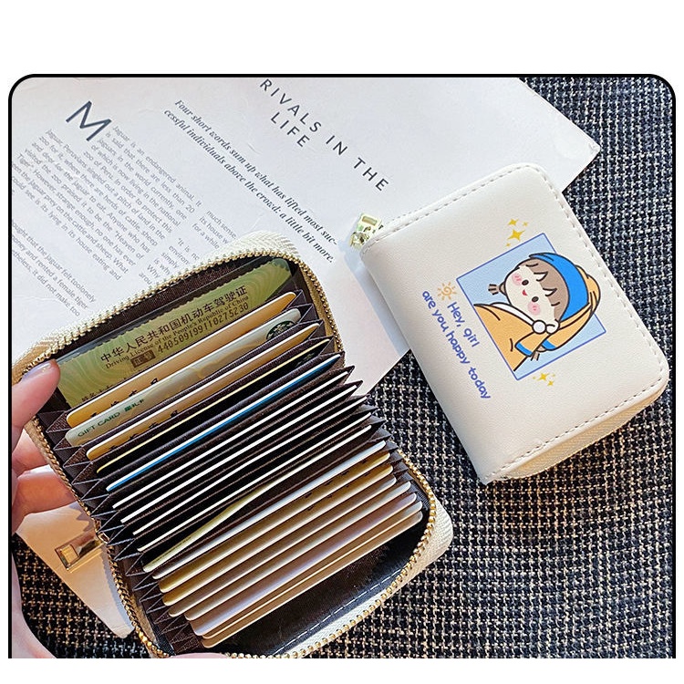 YA ZHOU LONG  Ví Ngắn Đựng Thẻ ID / Tiền Xu Nhỏ Xinh in Họa Tiết Hoạt Hình Kiểu Nhật Bản Dễ Thương Cho Bạn Gái