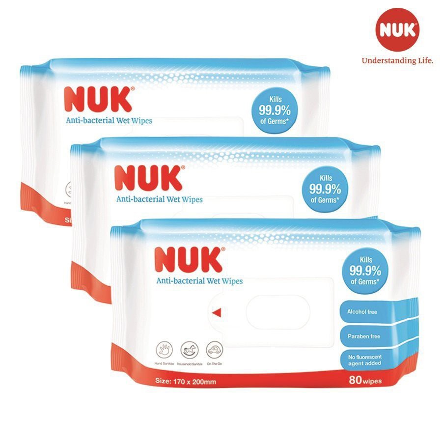 KHĂN ƯỚT DIỆT KHUẨN 99.9% NUK BẢO VỆ BÉ (20 TỜ/GÓI) NUK ANTIBATERIAL WIPES, 20 PCS/BAG