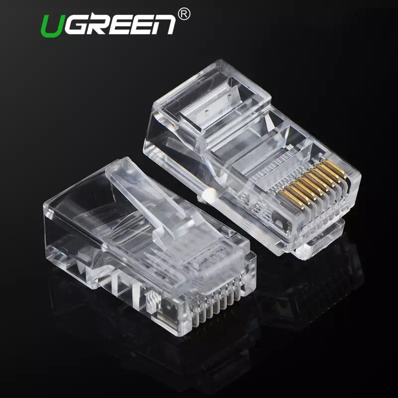 Hộp 50 chiếc hạt mạng RJ45 cho dây cat5 chân đồng mạ vàng Ugreen 20331 - Hàng Chính Hãng