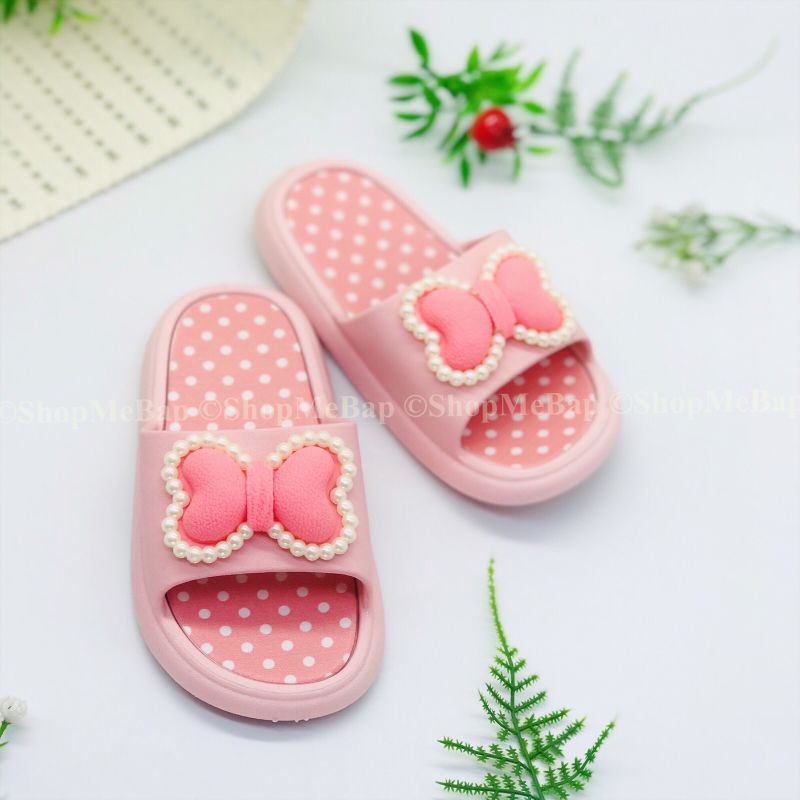 Dép lê đúc nơ đính hạt siêu mềm nhẹ , siêu dễ thương cho bé gái
