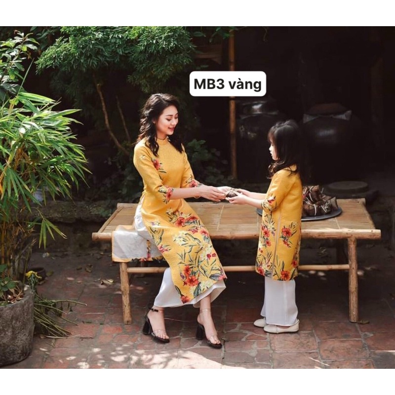 Áo Dài Mẹ Bé - Gấm
