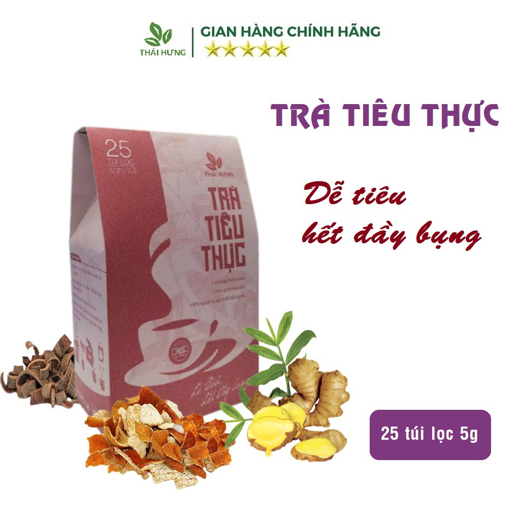 Trà tiêu thực Thái Hưng dễ tiêu, hết đầy bụng, giúp nhuận tràng, thải độc, ngăn cản hấp thu chất béo 25 túi lọc 5g