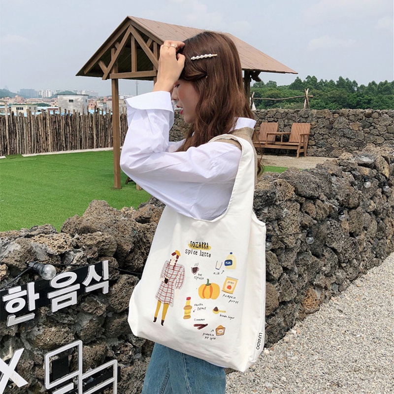 Túi đeo chéo canvas liền thân hoạ tiết ngộ nghĩnh Superbag668 282