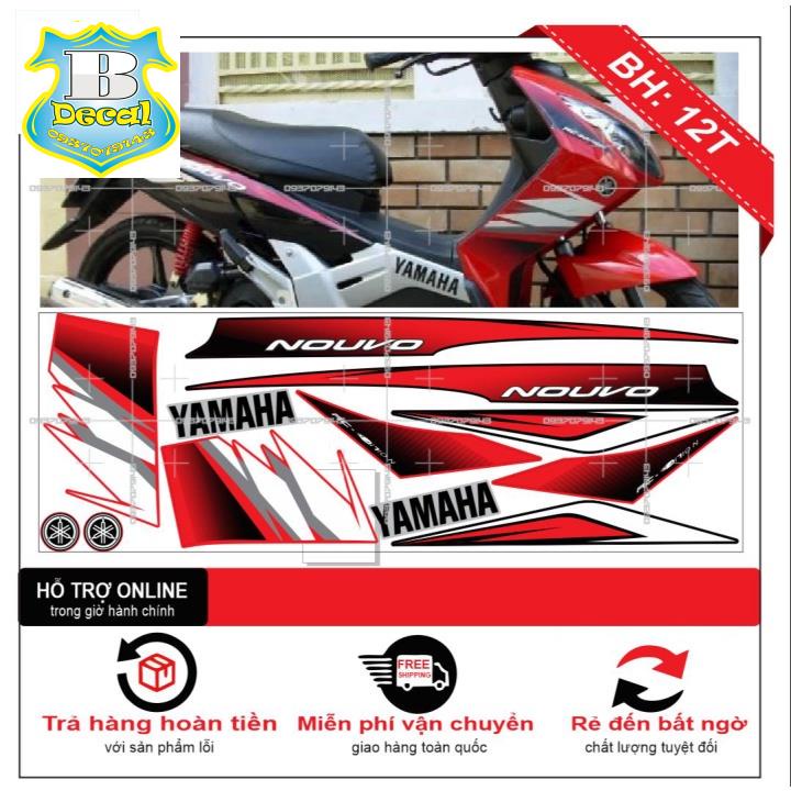 ( Quí khách vui lòng mang ra tiệm cho thợ dán ) Tem NOUVO 2 ĐỎ ĐEN [Bi Decal]