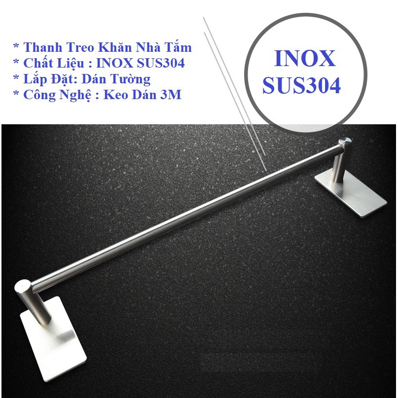 Thanh INOX SUS304 Xước Dán Tường Keo 3M, Thanh Vắt Khăn Phòng Tắm kích thước 55cm - T553M