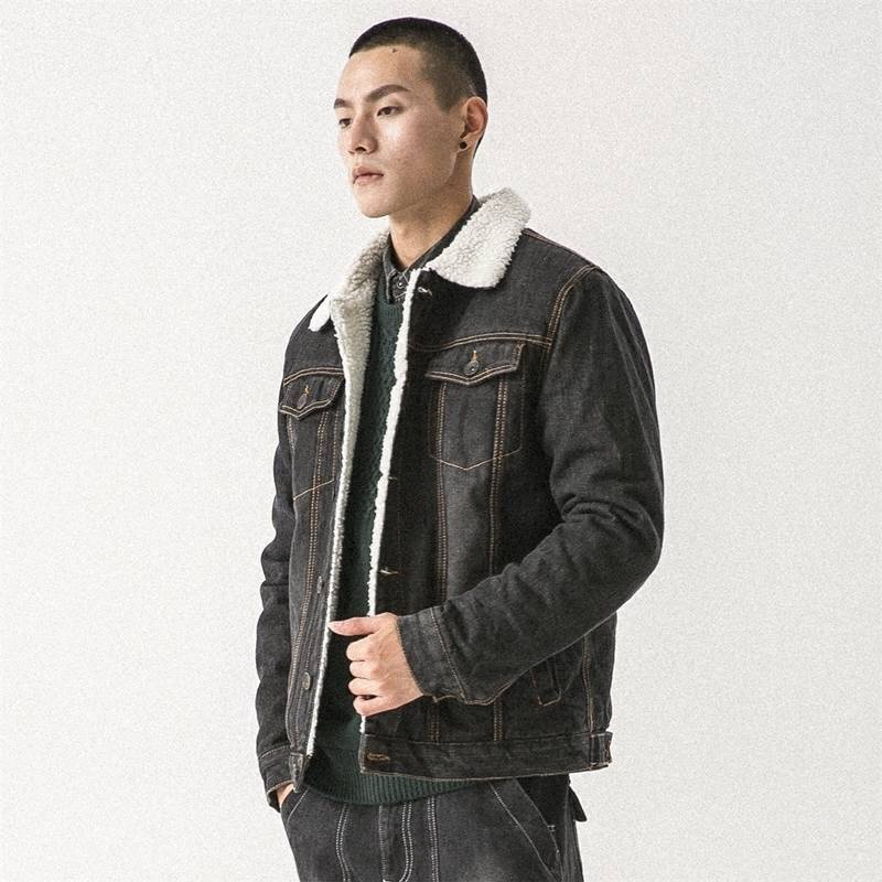 Áo Khoác denim phối lông cừu dày dặn phong cách thời trang cho nam