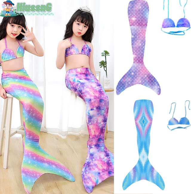 Bộ Đồ Bơi 2 Mảnh Gồm Áo Hai Dây Và Quần Đuôi Nàng Tiên Cá Nhiều Màu Sắc Dành Cho Bé Gái 3-12 Tuổi