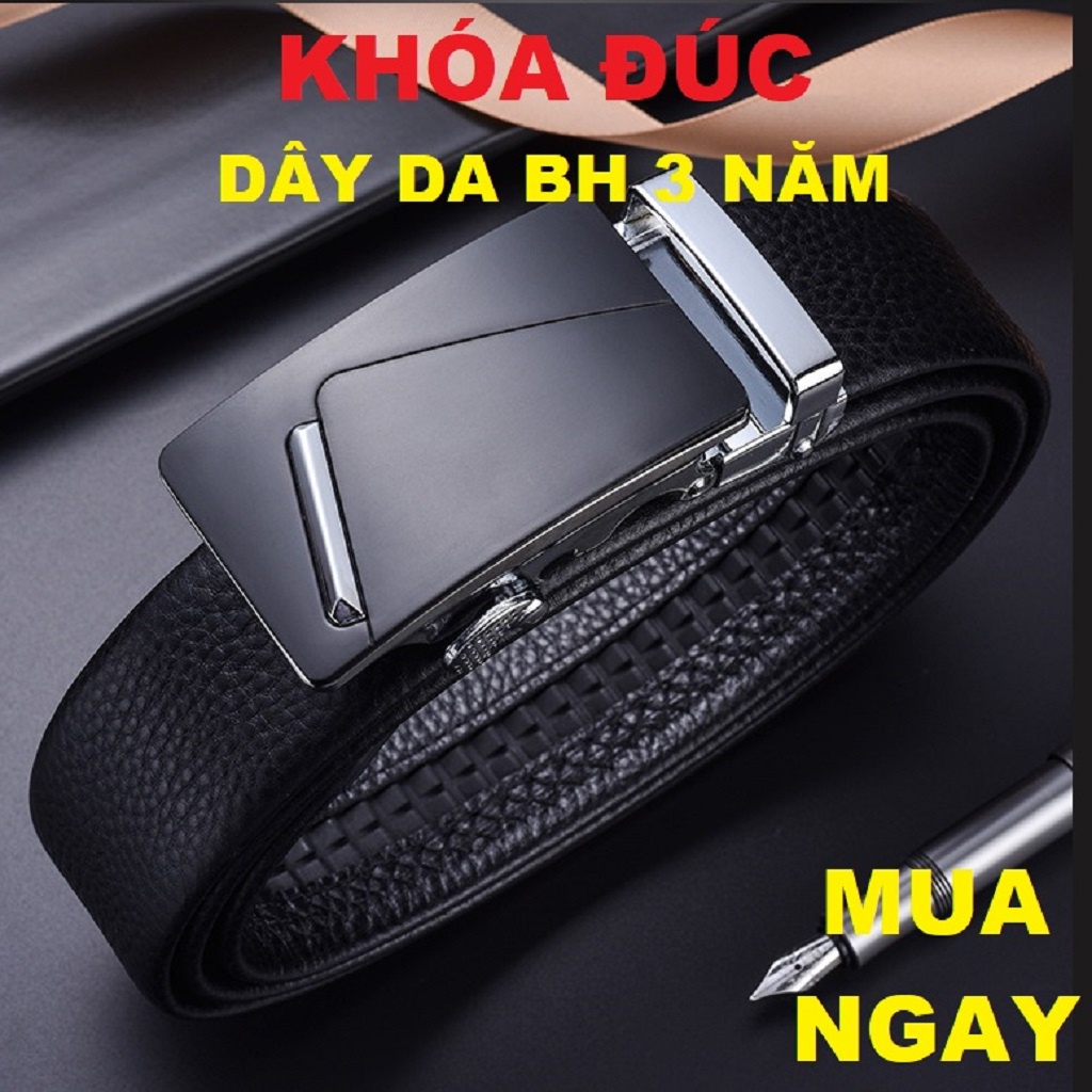 Thắt Lưng Da Nam BAELLERRY Cao Cấp Khóa Cài. Dây Nịt Nam Da Bò 100% Mạ Bạc Nam Tính Hàng Hiệu Chính Hãng GC25