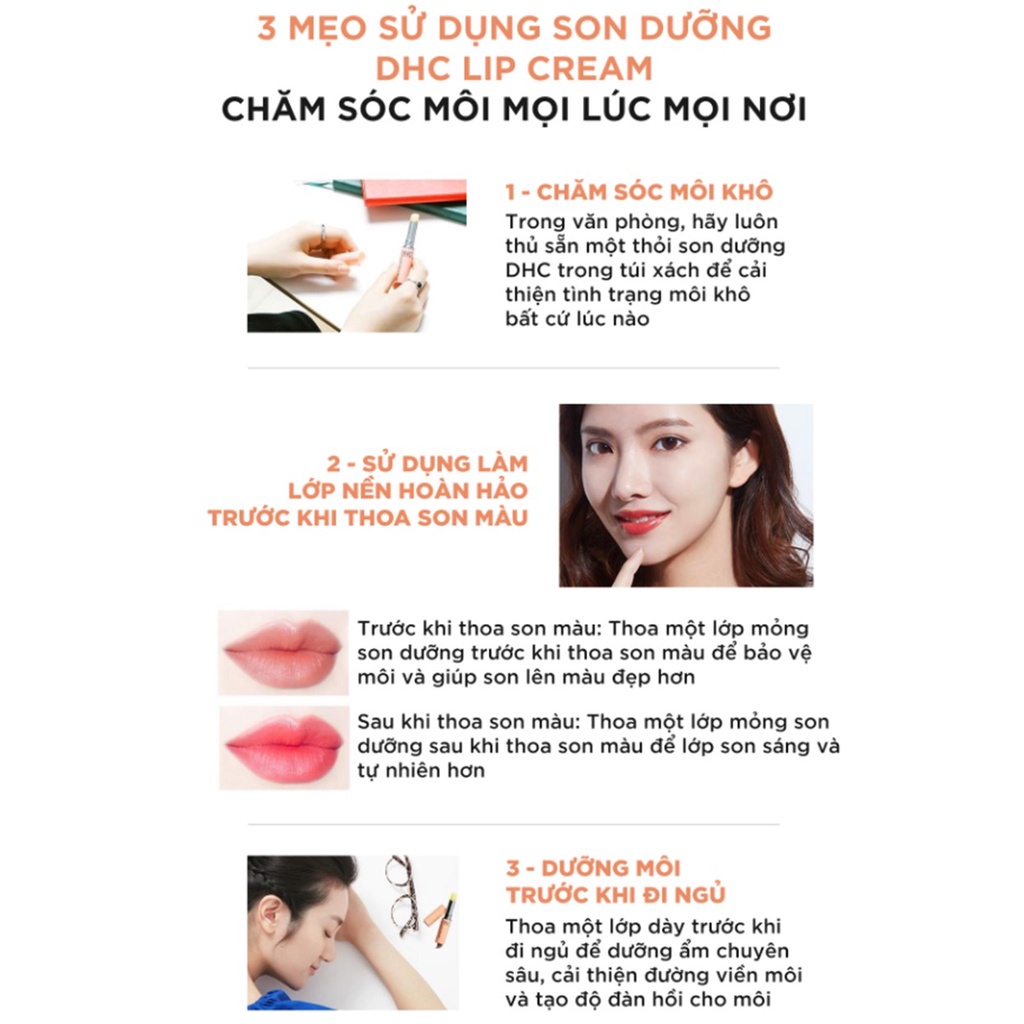 Son Dưỡng Ẩm Môi Mềm Mại DHC Lip Cream 1.5g