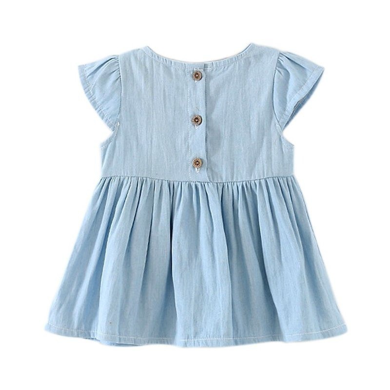 Đầm tay ngắn đính nơ cho bé gái