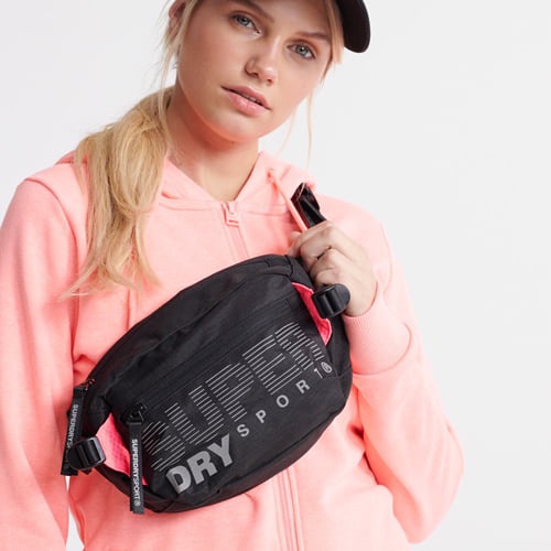 Túi Đeo Ngực Đen Hông Bao Tử Sup.erdry Sport Bum Bag Chất vải trượt nước 2 lớp kháng nước tốt Bảo Hành Trọn Đời