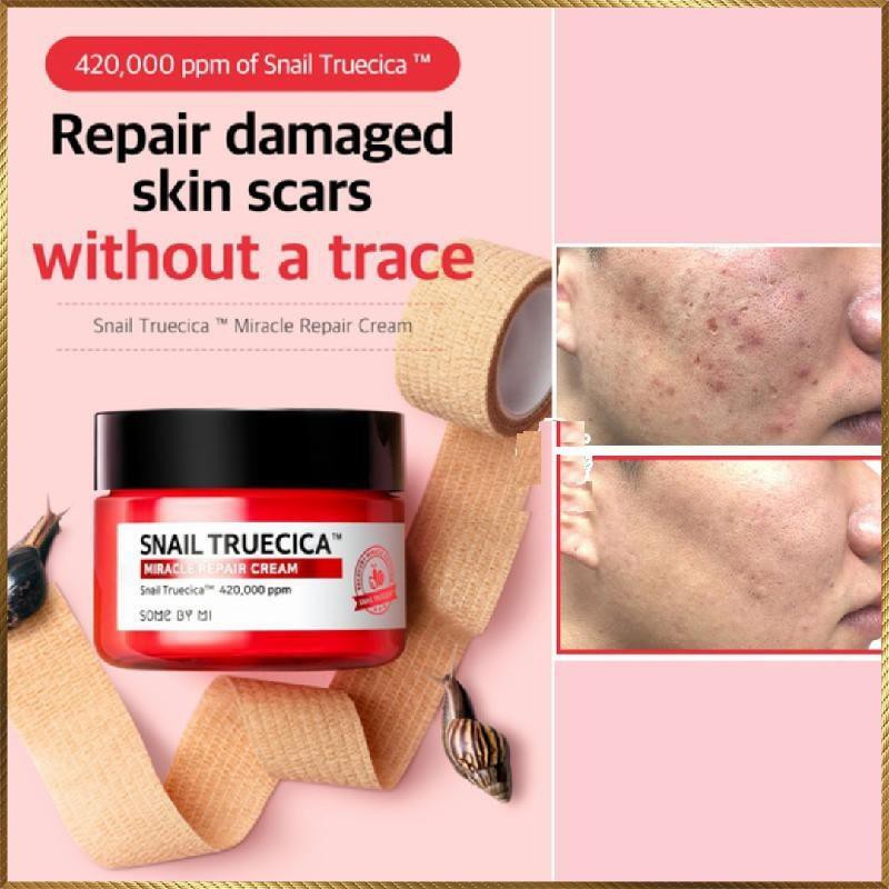 Kem dưỡng phục hồi sẹo lõm sẹo thâm Some By Mi Snail Truecica Miracle Repair Cream 60g MRC6