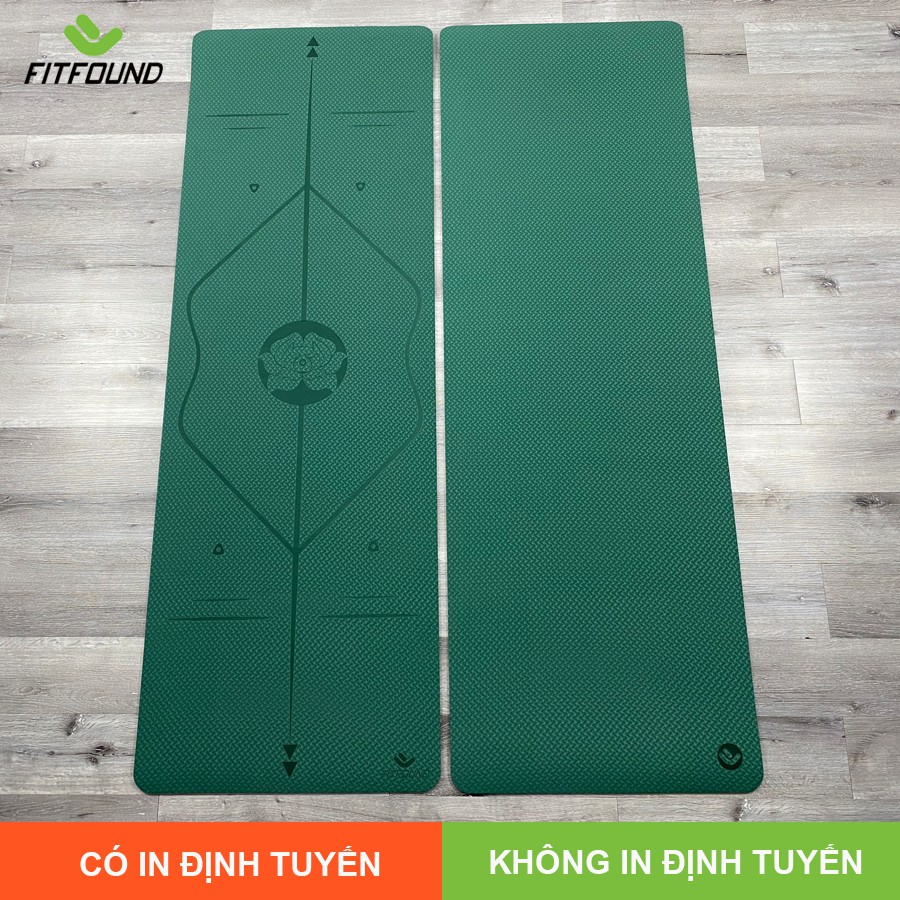 Thảm tập gym yoga Thể dục TPE 6mm in định tuyến tặng kèm dây cột chống trơn trượt