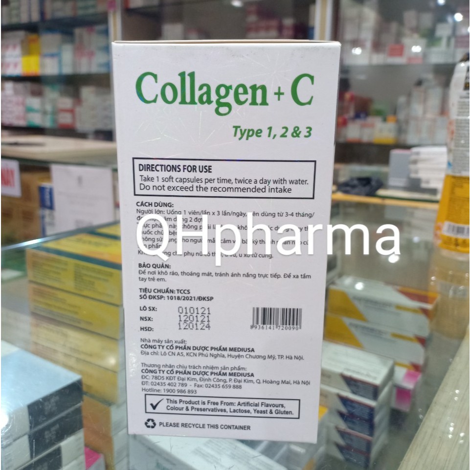 Collagen C 16000mg lọ 60 viên giúp trắng da,mờ thâm nám,chống lão hóa