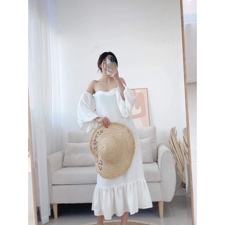 LIIN - Đầm nữ trễ vai tay bồng xinh xắn, trẻ trung