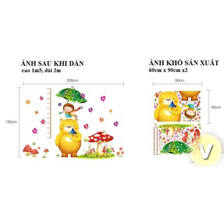 Decal dán tường Thước đo chiều cao gấu che ô