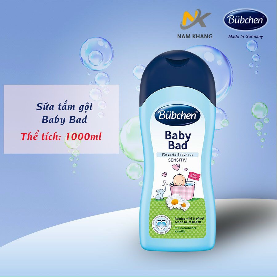 Sữa tắm gội cho bé Bubchen Baby Bad | Chính hãng Bubchen, Đức | Dung tích 1000ml