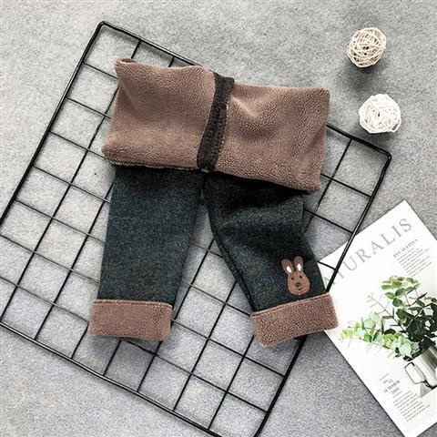 Quần legging vải lông cừu hai lớp dày dặn giữ ấm mùa thu đông cho bé gái 2021
