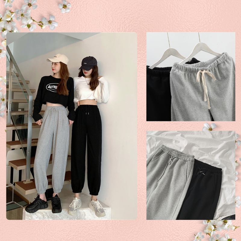 Quần Jogger Nỉ Nữ, Quần Ống Rộng Nữ Bo Ống Simple Cạp Chun Êm Ái - MSP Q04