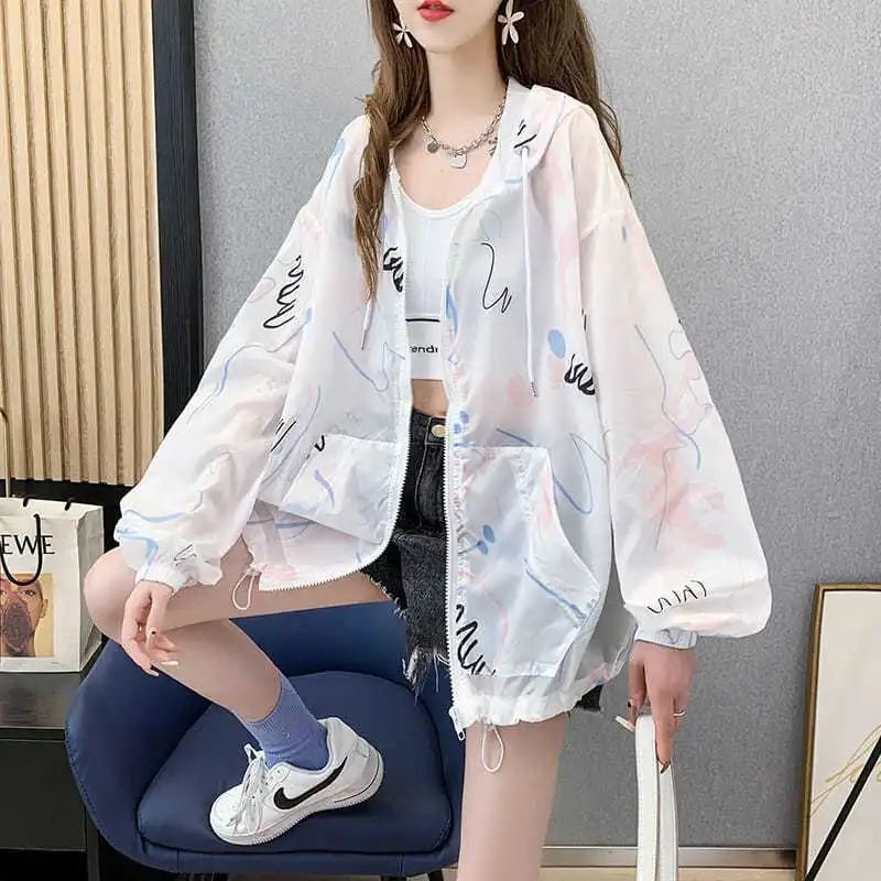 Áo khoác mỏng chống nắng dáng rộng thoáng khí thời trang mùa hè sành điệu cho nữ