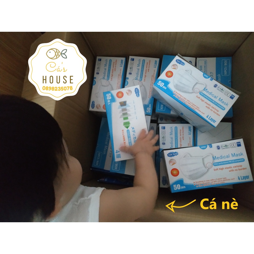Combo 5 Hộp Khẩu Trang Y Tế 4 Lớp Cao Cấp Kim Sora Chuẩn Nhật Ngăn Ngừa Vi Khuẩn Vi Rút Bụi Siêu Mịn