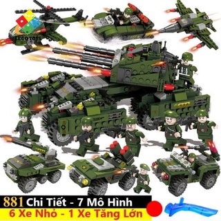 Lego xe tăng quân sự 881 mảnh ghép - bộ đồ chơi lắp ráp biệt đội quân sự - màu xanh nguyên bản rừng