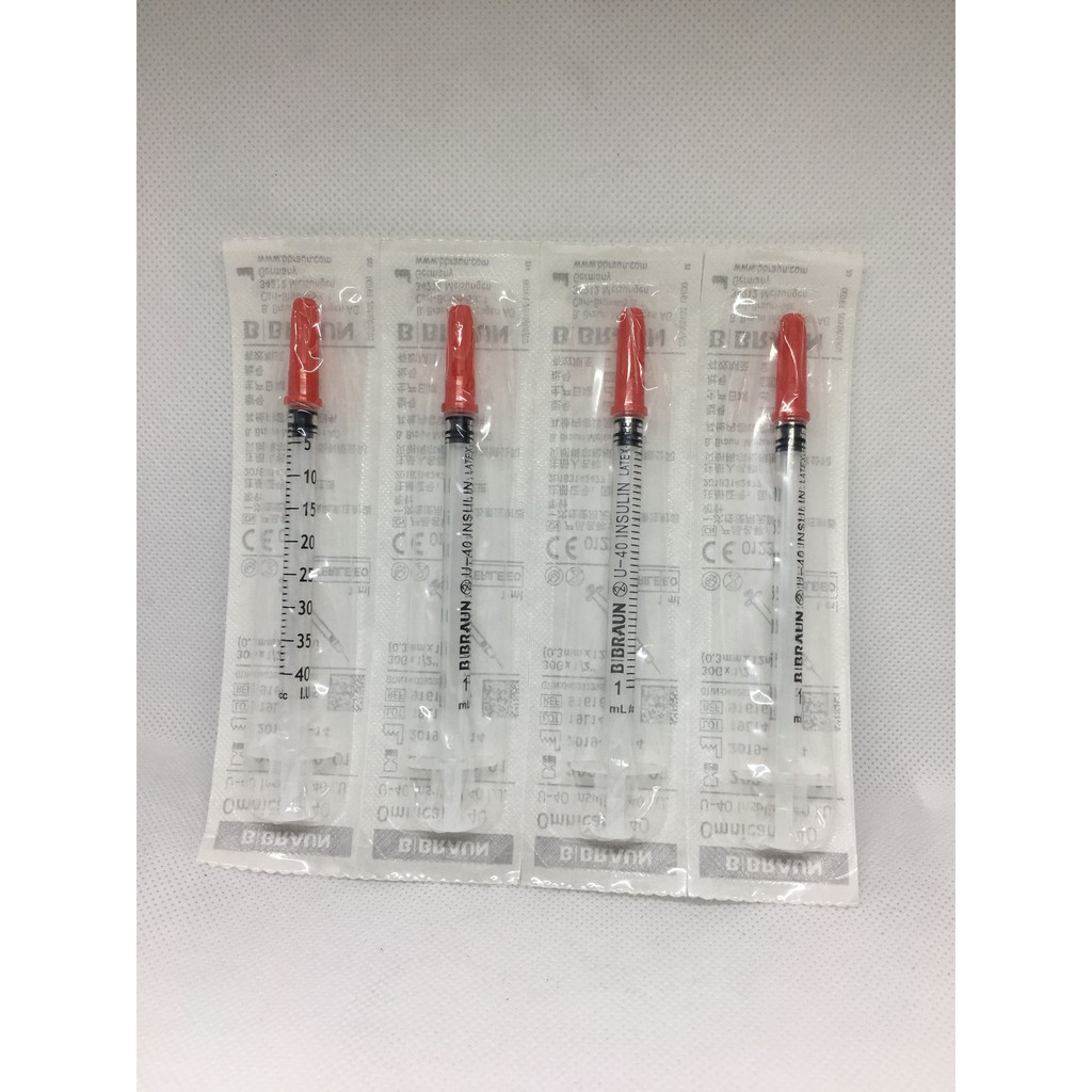 [Hộp 100 Cây ] Bơm Tiêm Insulin Bbraun 1ml Đỏ , Cam