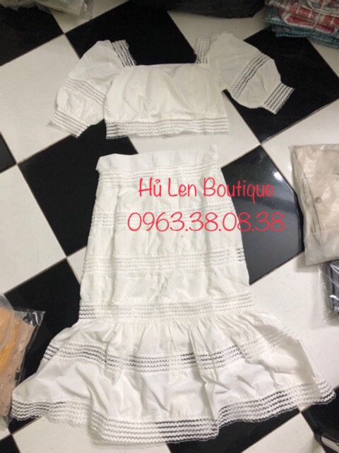 SET ÁO CROP CỒ VUÔNG CHÂN VÁY ĐUÔI CÁ (KÈM HÌNH THẬT) | BigBuy360 - bigbuy360.vn