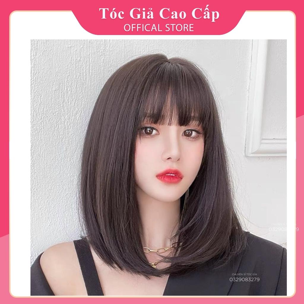 Tóc giả nữ đẹp nguyên đầucúp 35cm, tặng kèm lưới trùm tóc - 6104