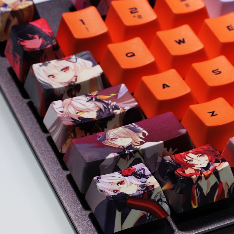 MmiHoYo KeyCap PBT 108 phím Keycap Thuốc nhuộm Thăng hoa Phim hoạt hình Anime Keycap cho Cherry Mx Bàn phím cơ chuyển đổi Gateron Kailh