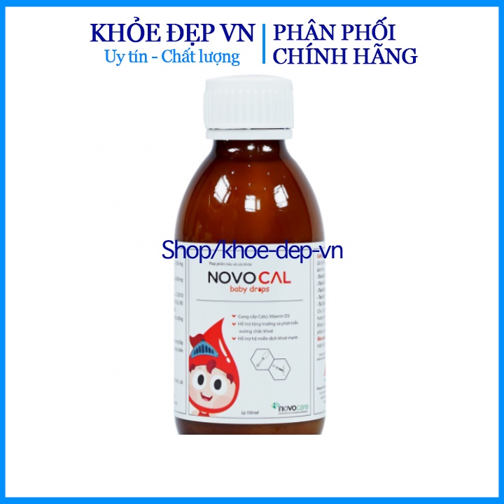 Siro Novocal Baby Drops bổ sung Calci cho trẻ em, phụ nữ có thai và người cao tuổi – Lọ 150ml