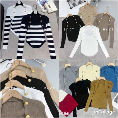 Áo len cổ vuông Trơn/Khuy cách điệu dài tay SIÊU RẺ ( ảnh thật tự chụp)