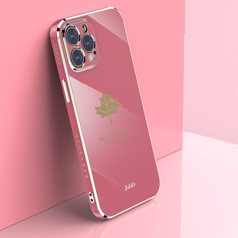 Ốp Điện Thoại Mạ Hình Lá Phong Cho iPhone 11 Pro X XS Max XR 6 6S 7 8 Plus Se 2020