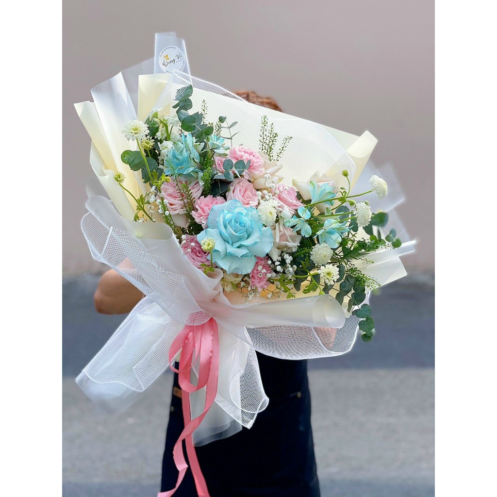 Lưới cứng trơn bó hoa thời thượng, cuộn lưới thô gói hoa, trang trí, decor