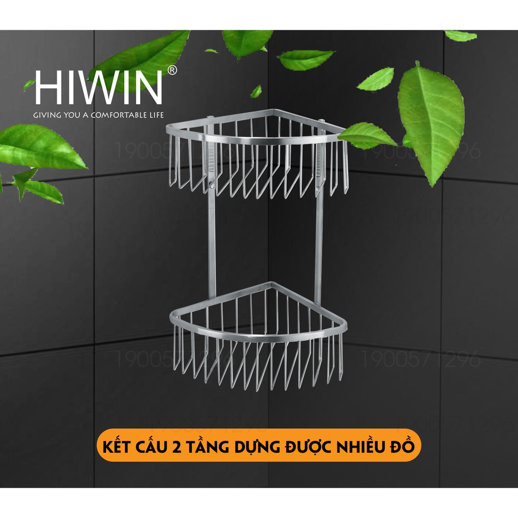 Giỏ đựng đồ 2 tầng inox 304 mặt mờ Hiwin Y-204 kích thước 200x200x460mm