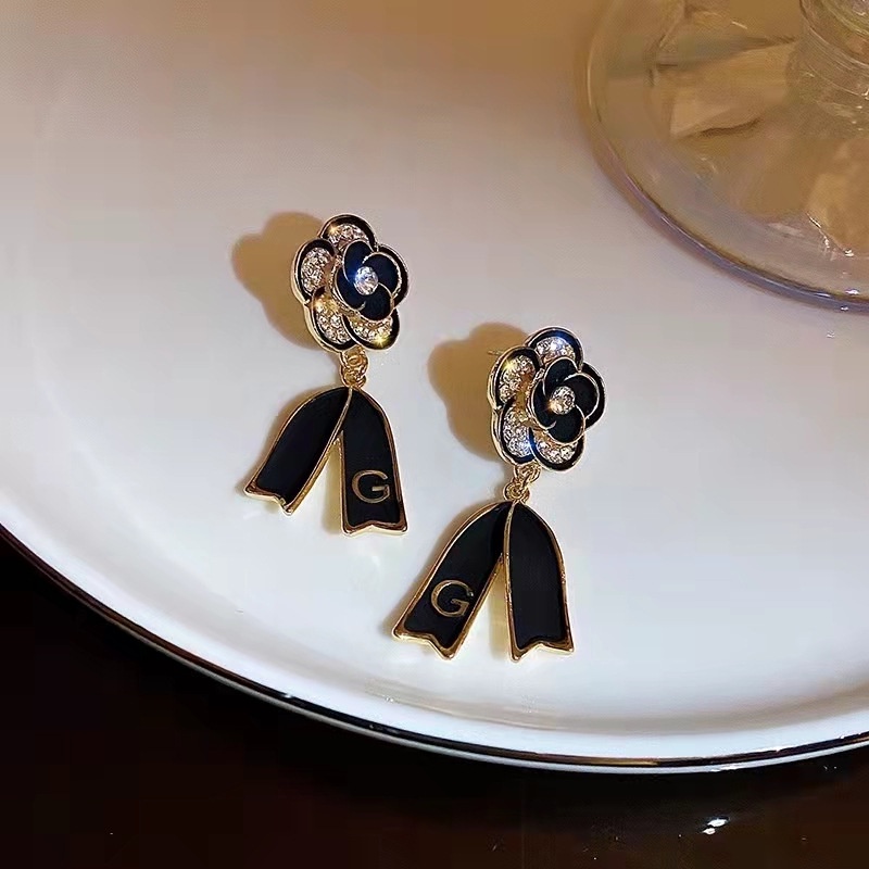 Khuyên Tai Nơ Đen Mạ Bạc 925 2022