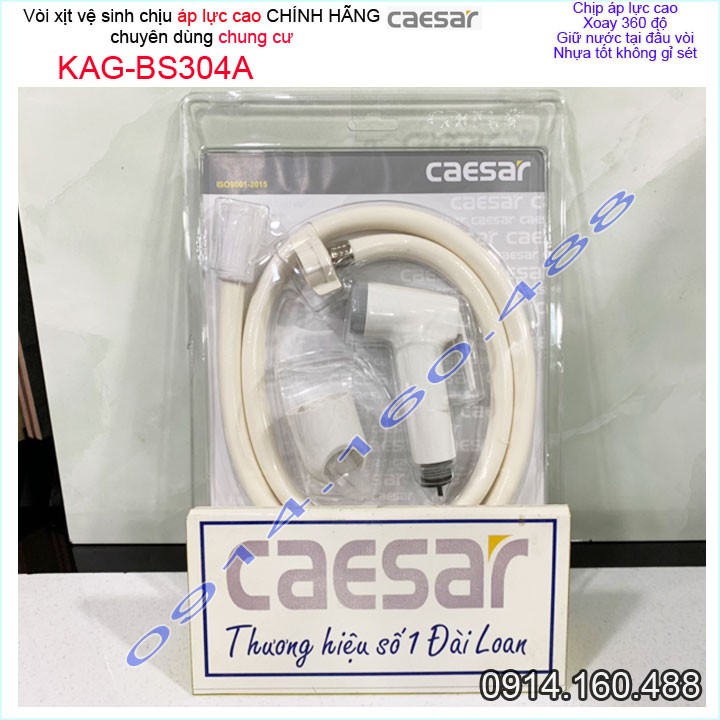 Vòi xịt vệ sinh Caesar KAG-BS304A giữ nước xoay 360 độ và vòi rửa chiu áp lực mạnh chung cư nhà cao tầng siêu bền sử dụn