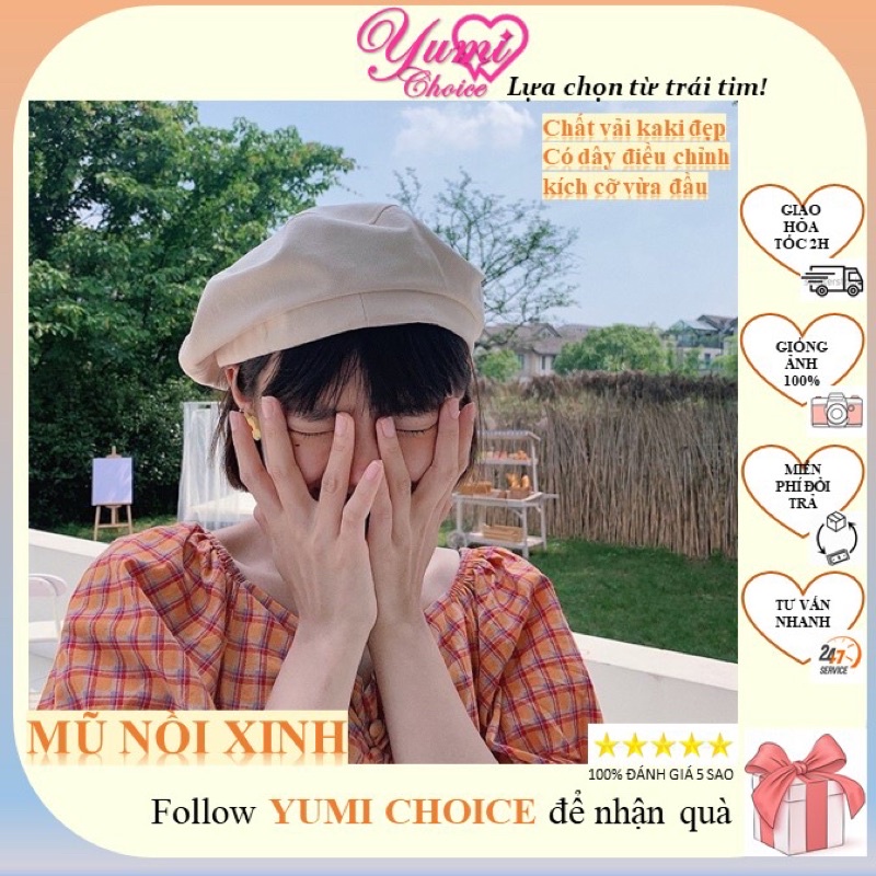 Mũ nồi xinh /FREESHIP/ Nón beret form đẹp nhiều mẫu - Mũ nồi kaki màu đẹp có dây điều chỉnh kích thước